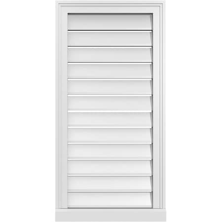 Ekena Millwork Vertical Surface Mount PVC Gable Vent: Functional, w/ 2"W x 2"P Brickmould Sill Frame, 18"W x 36"H GVPVE18X3603SF